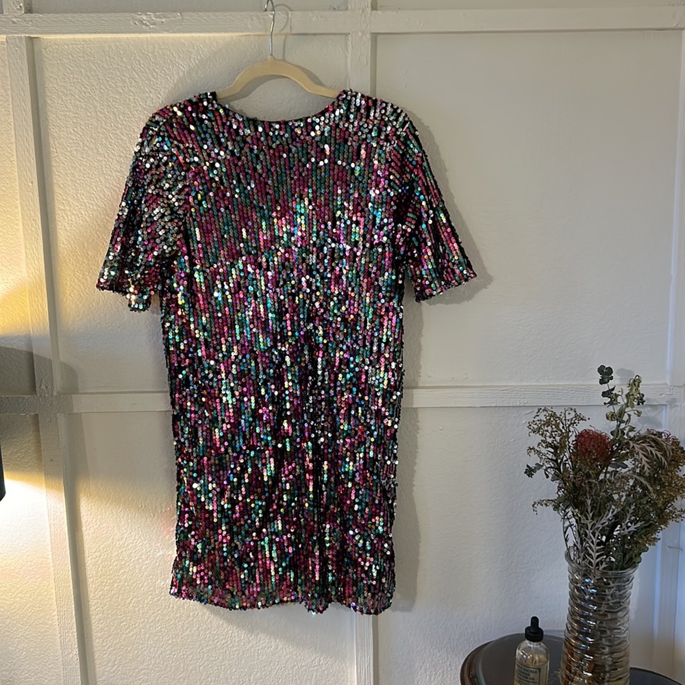 Rainbow sequin party dress